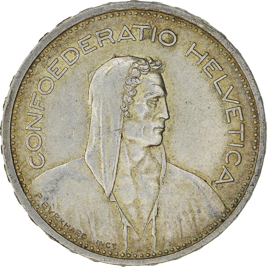 Coin, Switzerland, 5 Francs, 1939, Bern, AU(50-53), Silver, KM:40