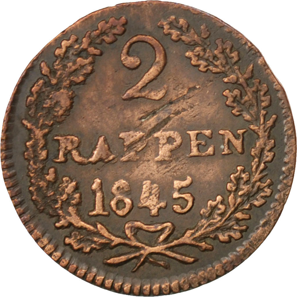 Suisse, Canton de Schwyz, 2 Rappen 1845, KM 62