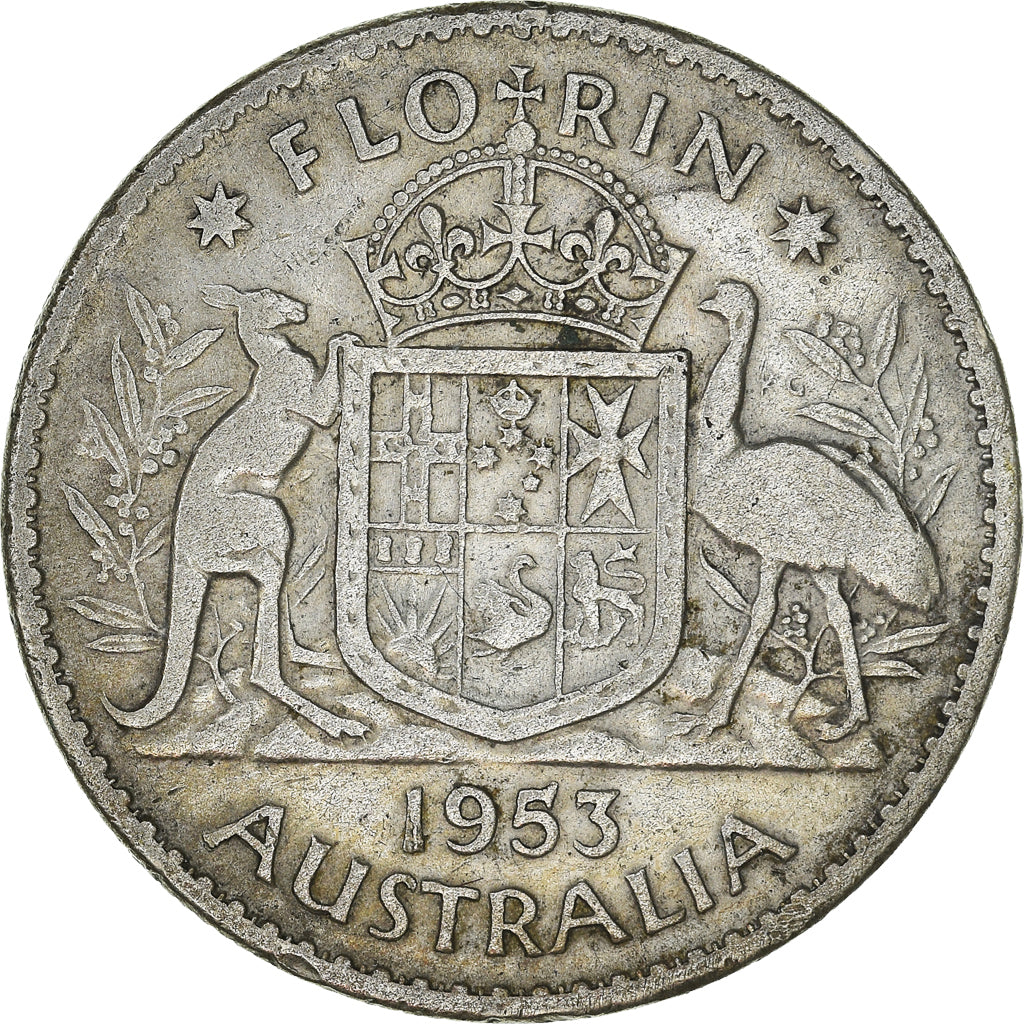 Coin, Australia, Elizabeth II, Florin, 1953, Melbourne, EF(40-45), Silver, KM:54