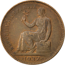 SPAIN, 50 Centimos, 1937, KM #754.1, EF(40-45), Copper, 23, 5.92