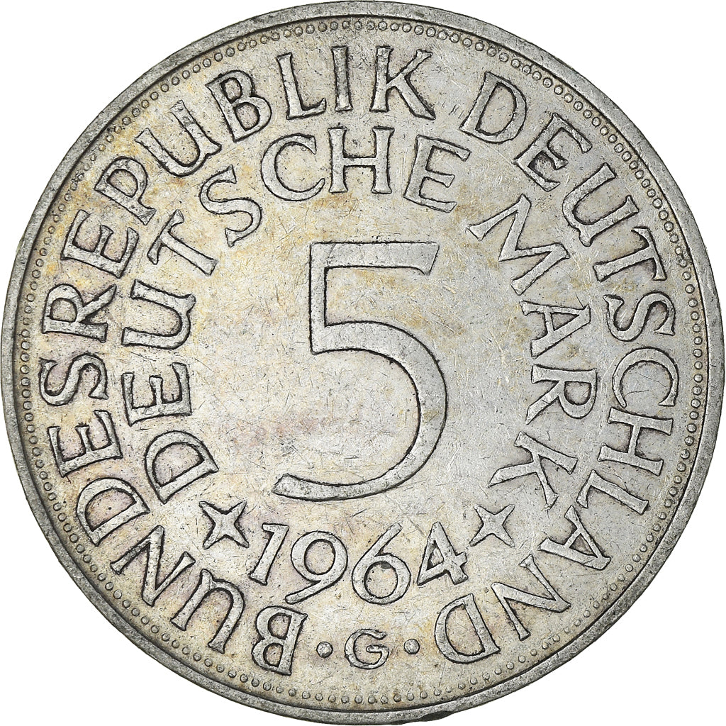 Monnaie, République fédérale allemande, 5 Mark, 1964, Karlsruhe, TTB+