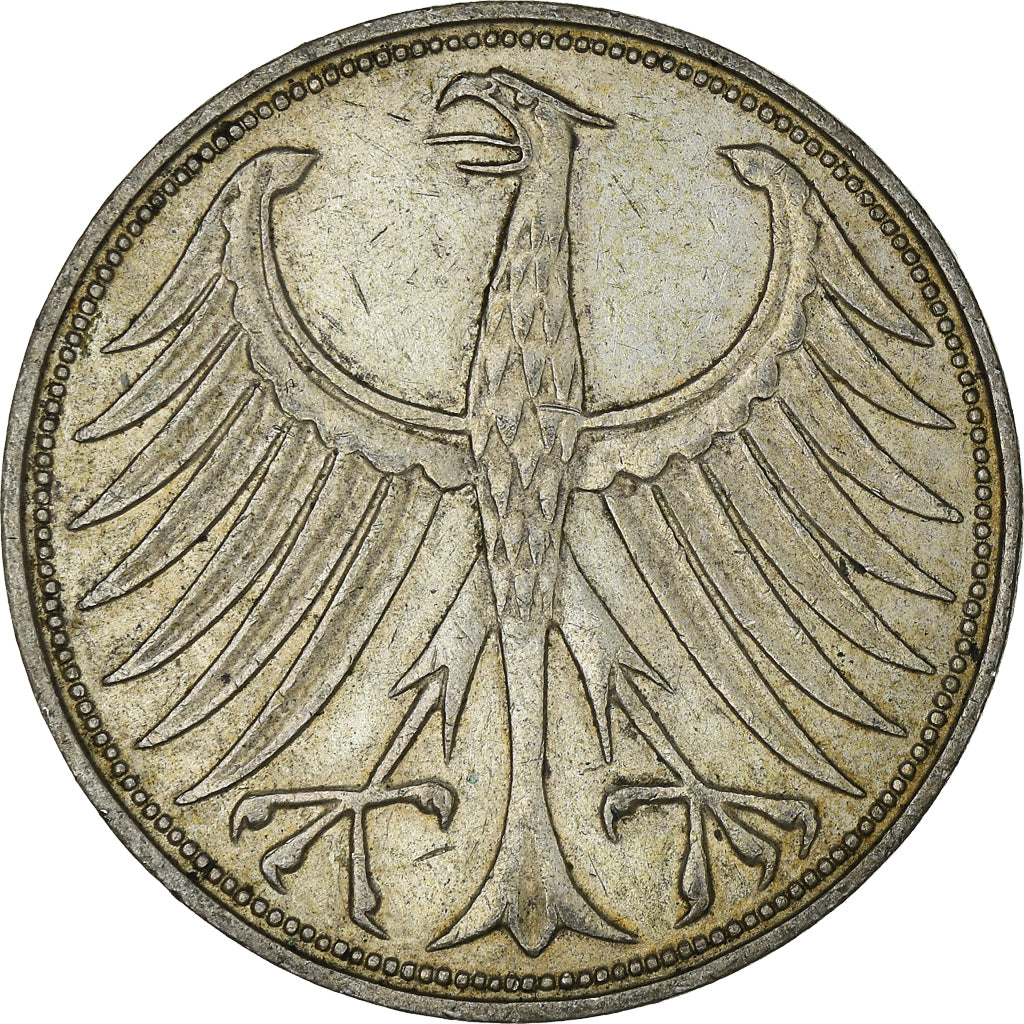 GERMANY - FEDERAL REPUBLIC, 5 Mark, 1965, Hambourg, KM #112.1, EF(40-45),...