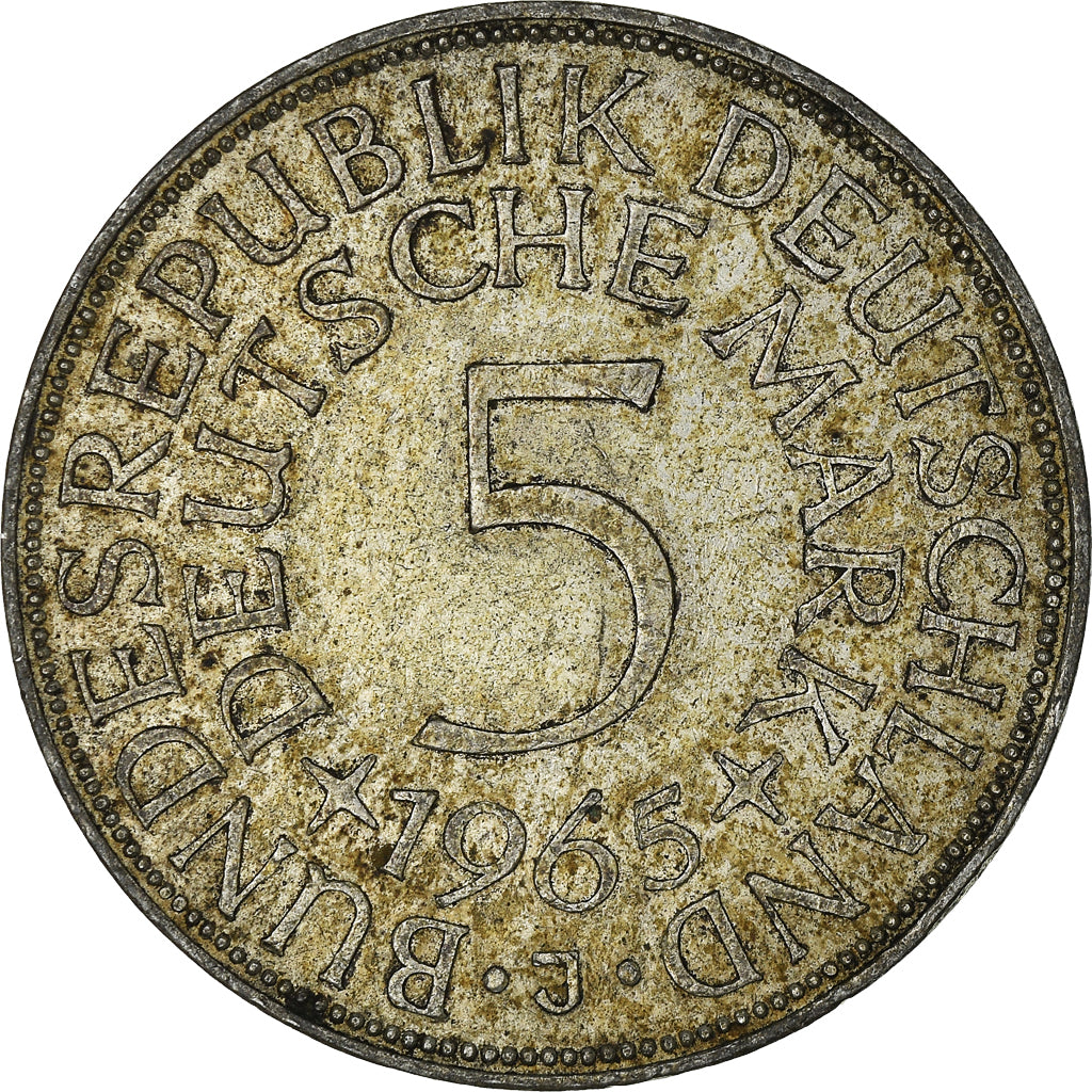 GERMANY - FEDERAL REPUBLIC, 5 Mark, 1965, Hambourg, KM #112.1, EF(40-45),...