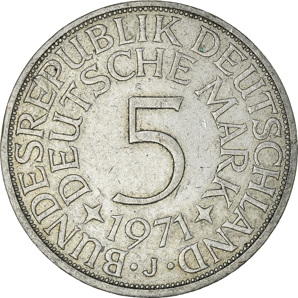 Monnaie, République fédérale allemande, 5 Mark, 1971, Hambourg, SUP, Argent