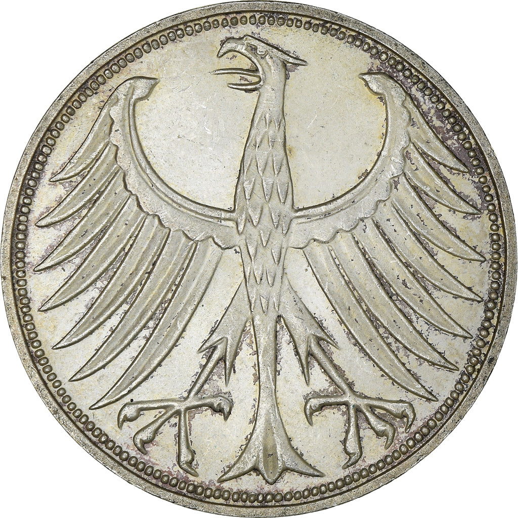 Coin, GERMANY - FEDERAL REPUBLIC, 5 Mark, 1971, Stuttgart, EF(40-45), Silver