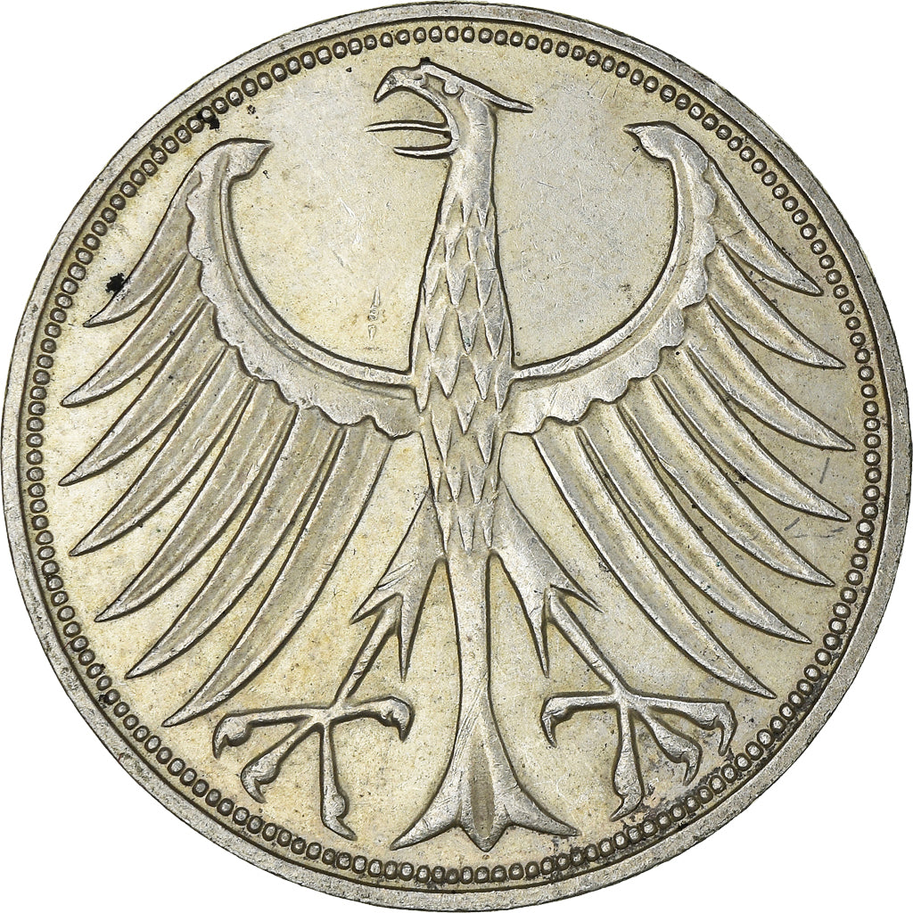 Coin, GERMANY - FEDERAL REPUBLIC, 5 Mark, 1972, Stuttgart, AU(50-53), Silver