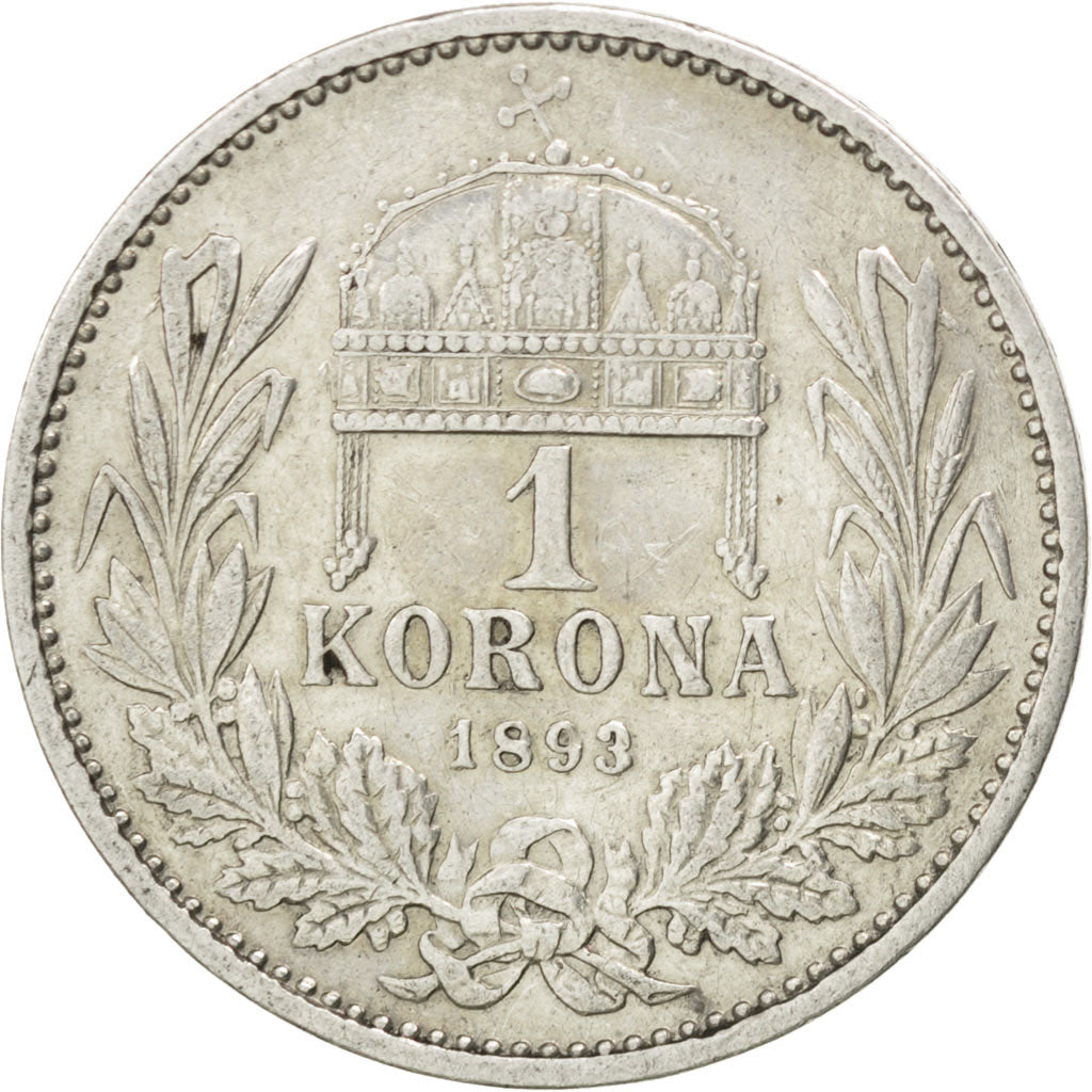 HUNGARY, Korona, 1893, Kormoczbanya, KM #484, VF(30-35), Silver, 4.92