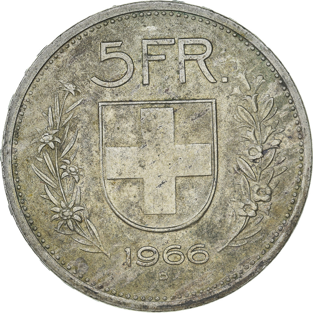 Coin, Switzerland, 5 Francs, 1966, Bern, AU(50-53), Silver, KM:40