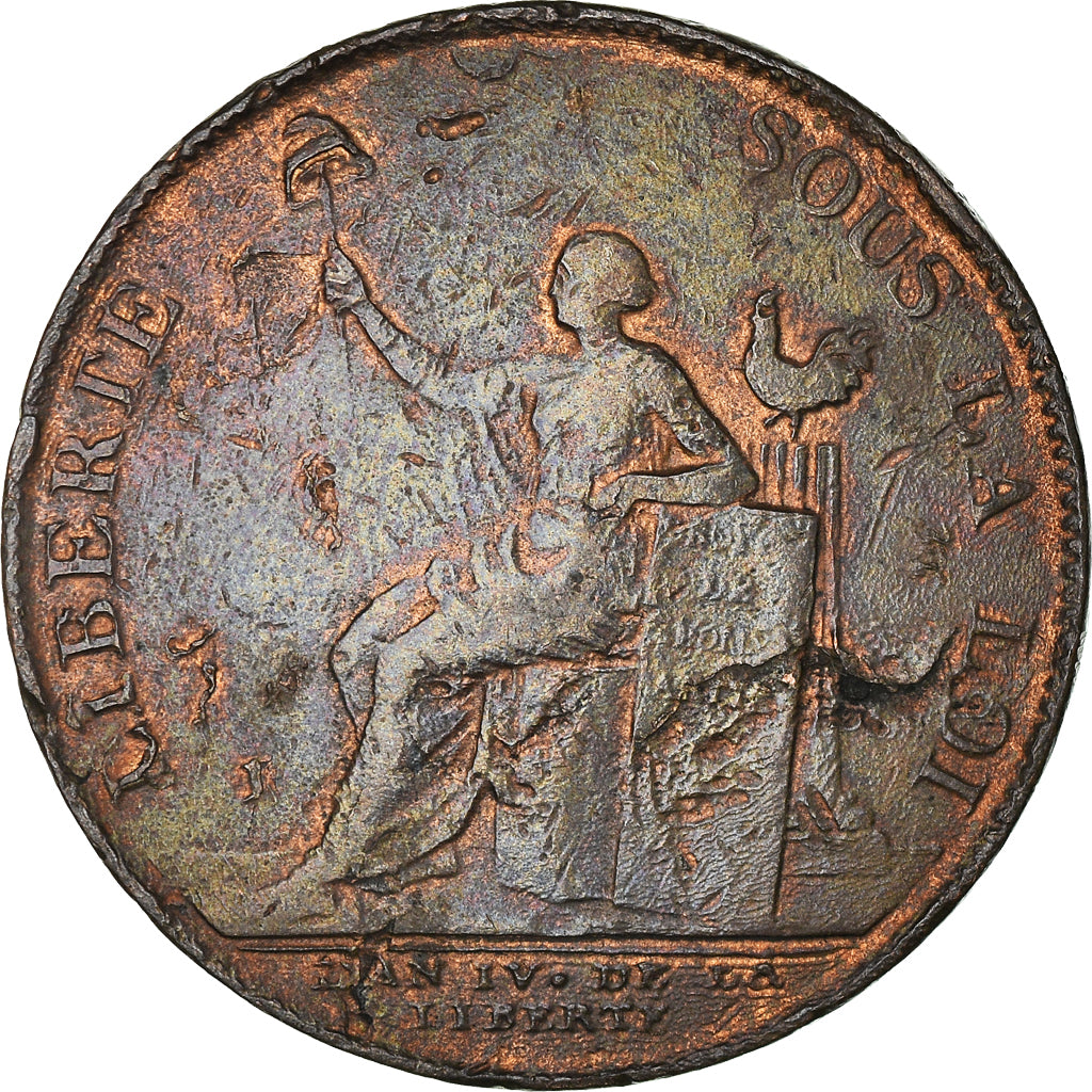 Coin, France, Monneron à la Liberté, 2 Sols, 1792, Birmingham, EF(40-45)