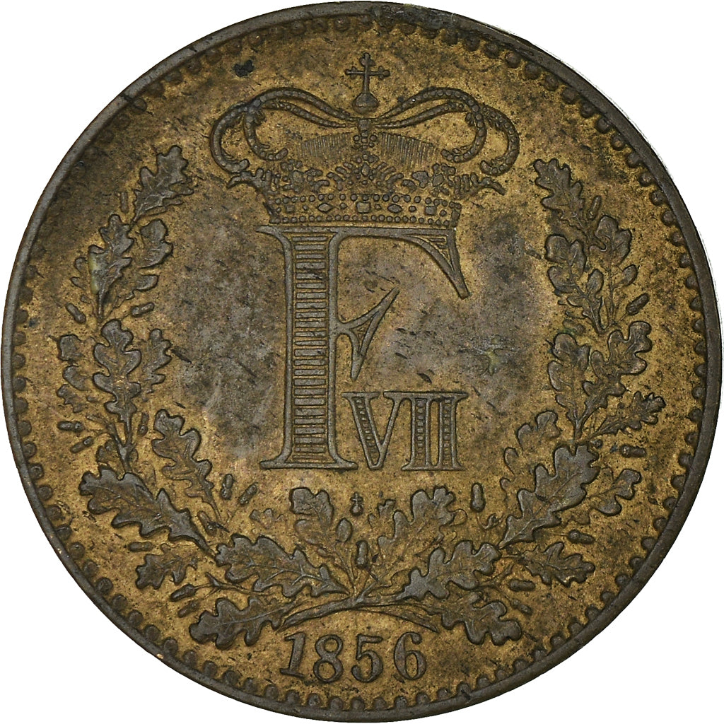 Moneta, Dania, Frederik VII, Skilling Rigsmont, 1856, MS(60-62), Brązowy