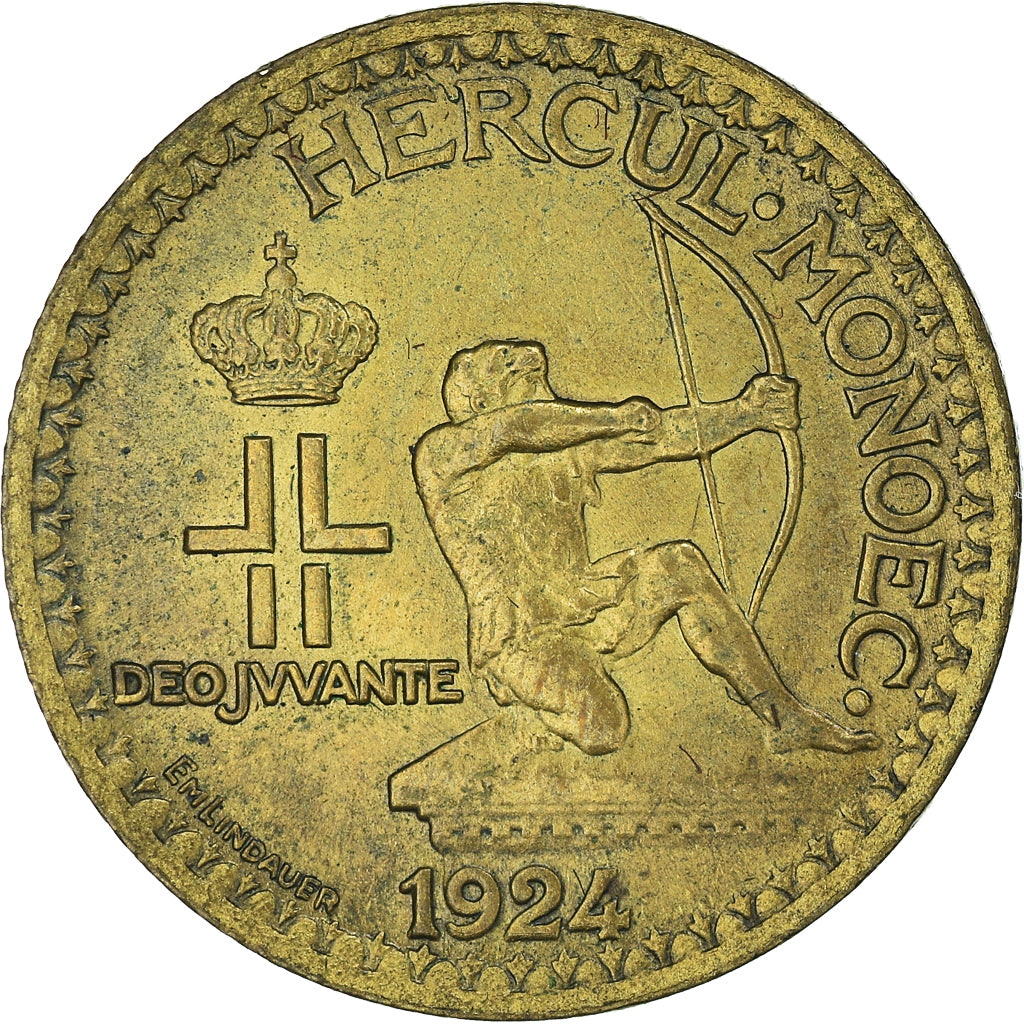 Munten, Monaco, Louis II, Franc, 1924, Poissy, PR, Aluminum-Bronze, KM:111