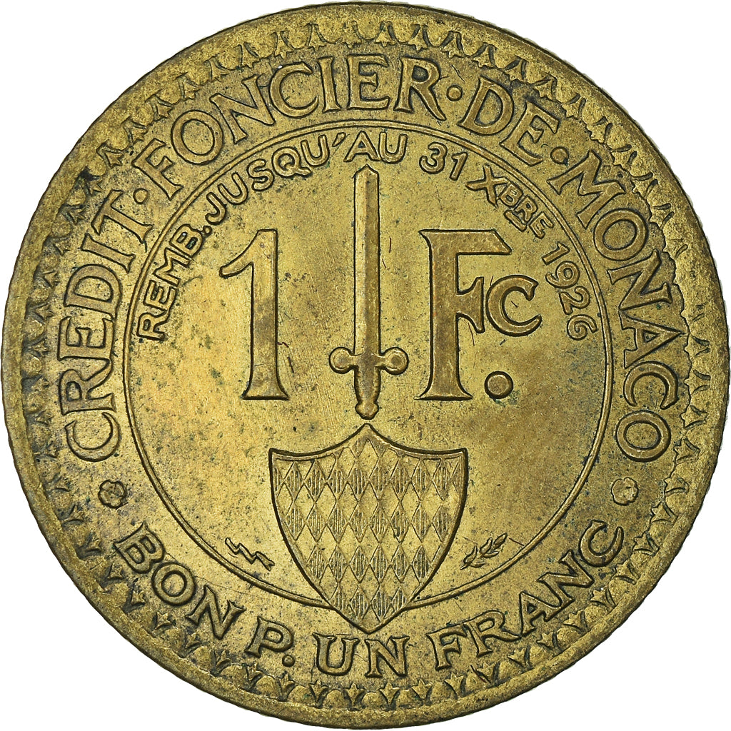 Munten, Monaco, Louis II, Franc, 1924, Poissy, PR, Aluminum-Bronze, KM:111
