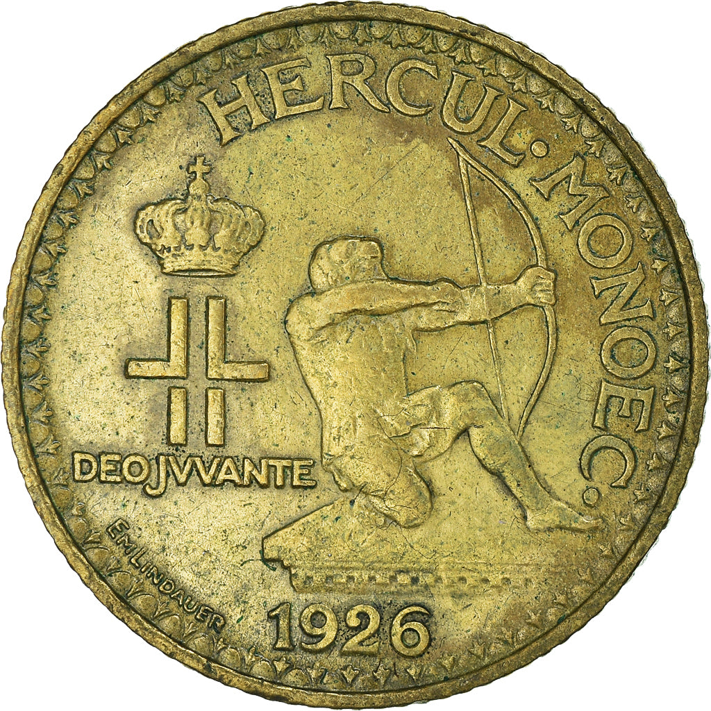 Monnaie, Monaco, Louis II, Franc, 1926, TTB, Aluminum-Bronze, Gadoury:128