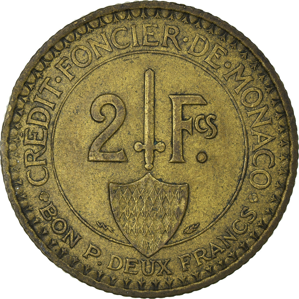 Monnaie, Monaco, Louis II, 2 Francs, 1926, Poissy, TTB, Aluminum-Bronze