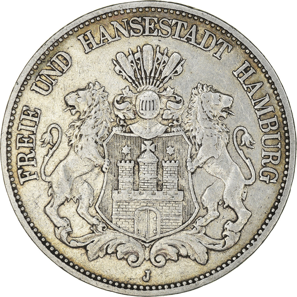 Coin, German States, HAMBURG, 5 Mark, 1898, Hamburg, AU(50-53), Silver, KM:610