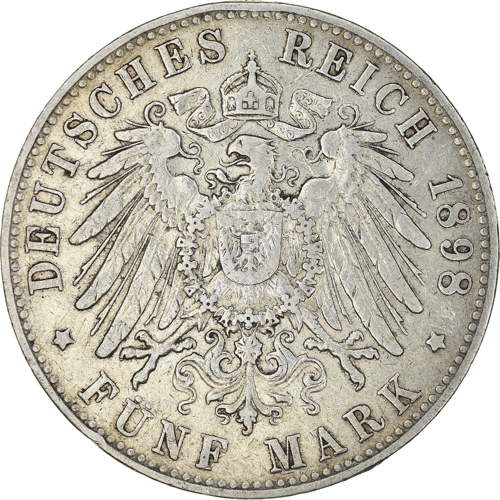 Coin, German States, HAMBURG, 5 Mark, 1898, Hamburg, AU(50-53), Silver, KM:610