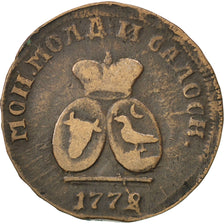 MOLDAVIA & WALLACHEA, 3 Dengi, PARA, 1772, KM #2.1, VF(20-25), Bronze, 11.45