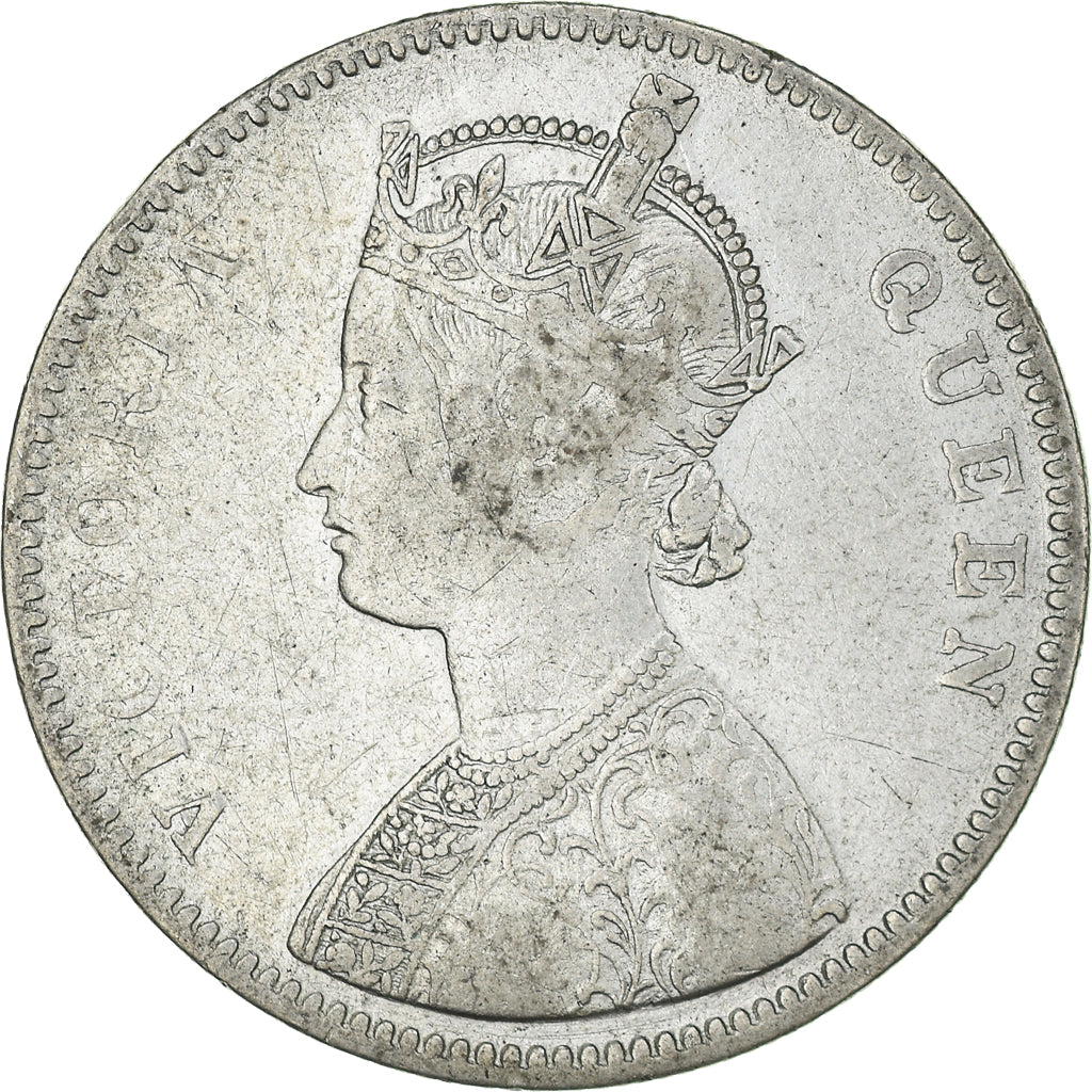 Moneda, INDIA BRITÁNICA, Victoria, Rupee, 1862, Bombay, MBC, Plata, KM:473.1