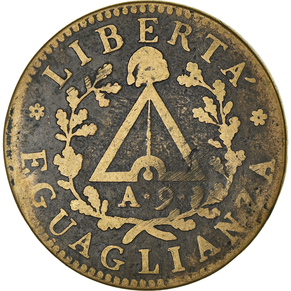 Moneda, Estados italianos, PIEDMONT REPUBLIC, Due (2) Soldi, 1800, Torino, BC+