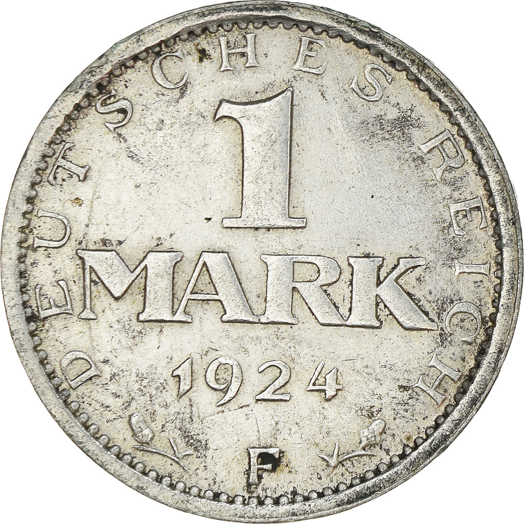 Munten, Duitsland, Weimarrepubliek, Mark, 1924, Stuttgart, FR+, Zilver