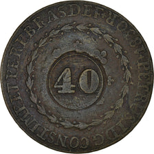 Moneta, Brasile, Pedro I, 40 Reis, 1830, Rio de Janeiro, BB, Rame, KM:363.1