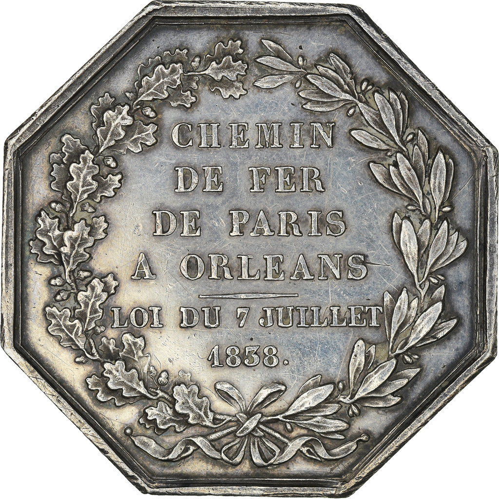 France, Token, Railway, 1838, AU(55-58), Silver