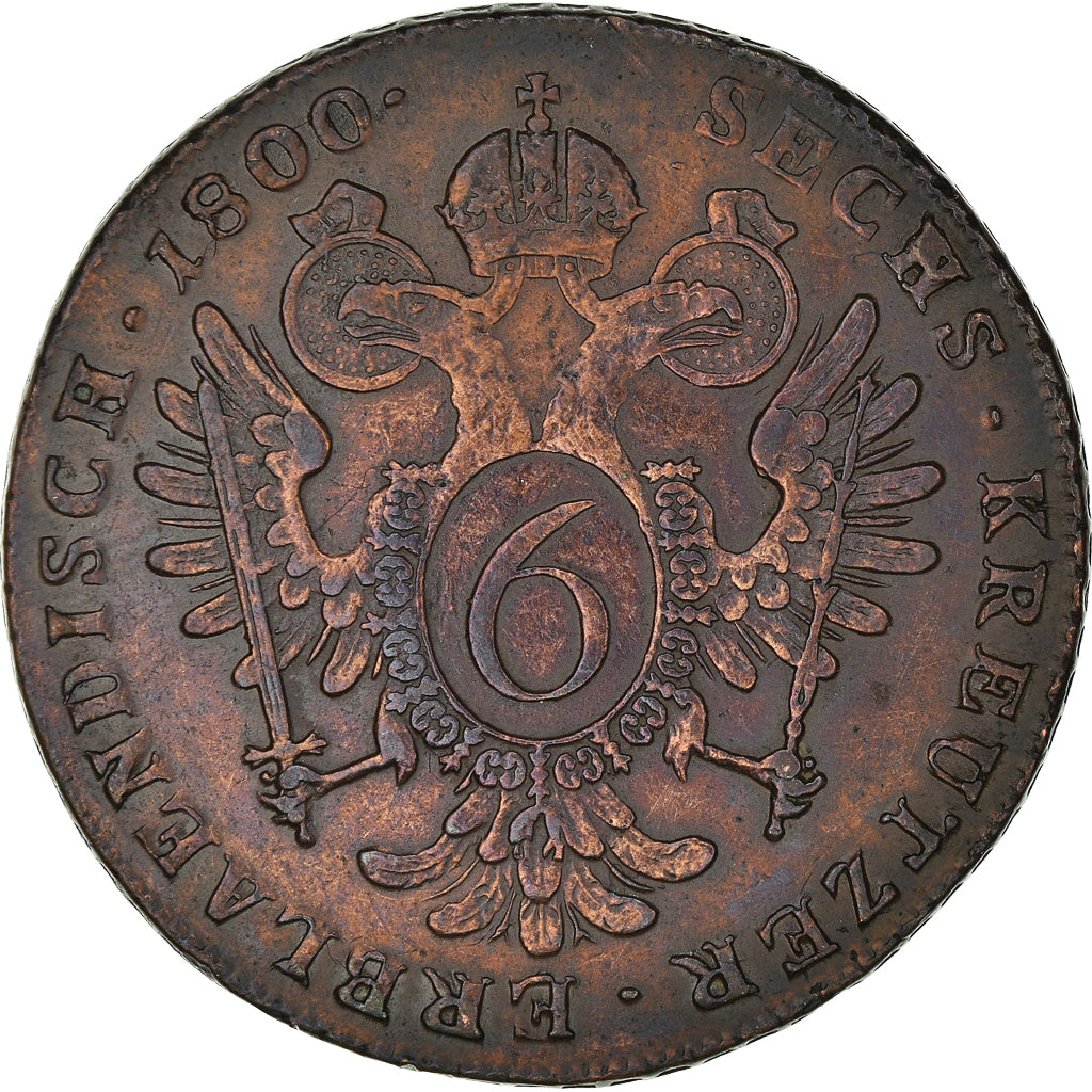 Autriche, Franz II (I), 6 Kreuzer, 1800, Kremnitz, TTB, Cuivre, KM:2128