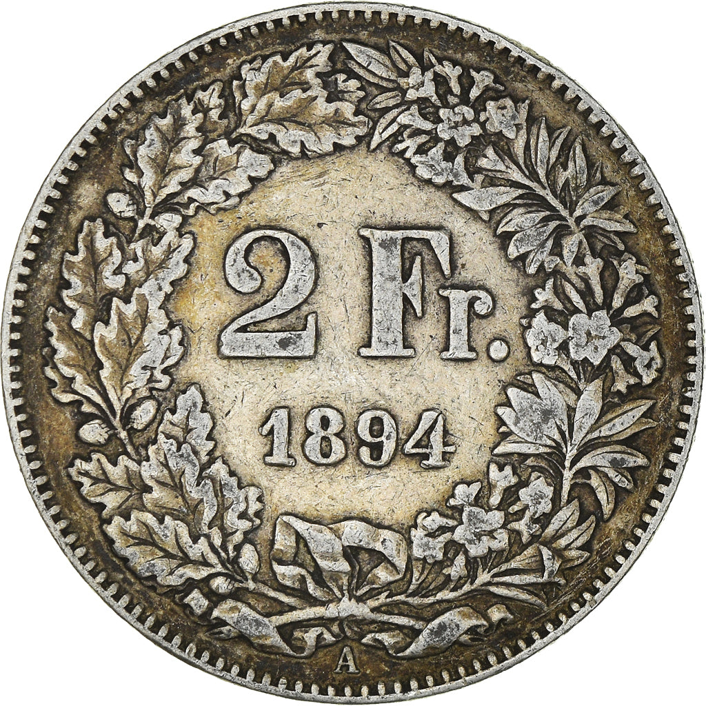 Coin, Switzerland, 2 Francs, 1894, Paris, VF(30-35), Silver, KM:21