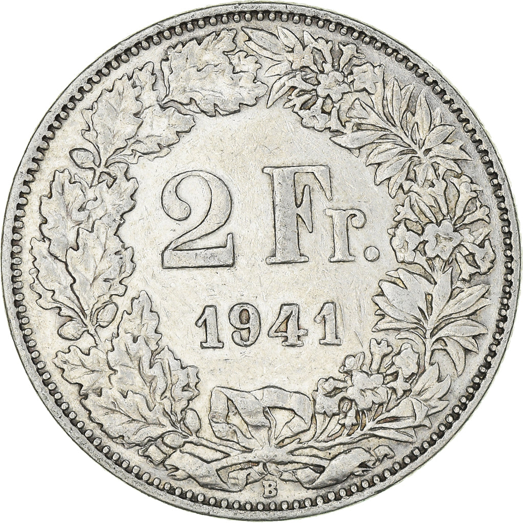 Coin, Switzerland, 2 Francs, 1941, Bern, VF(30-35), Silver, KM:21
