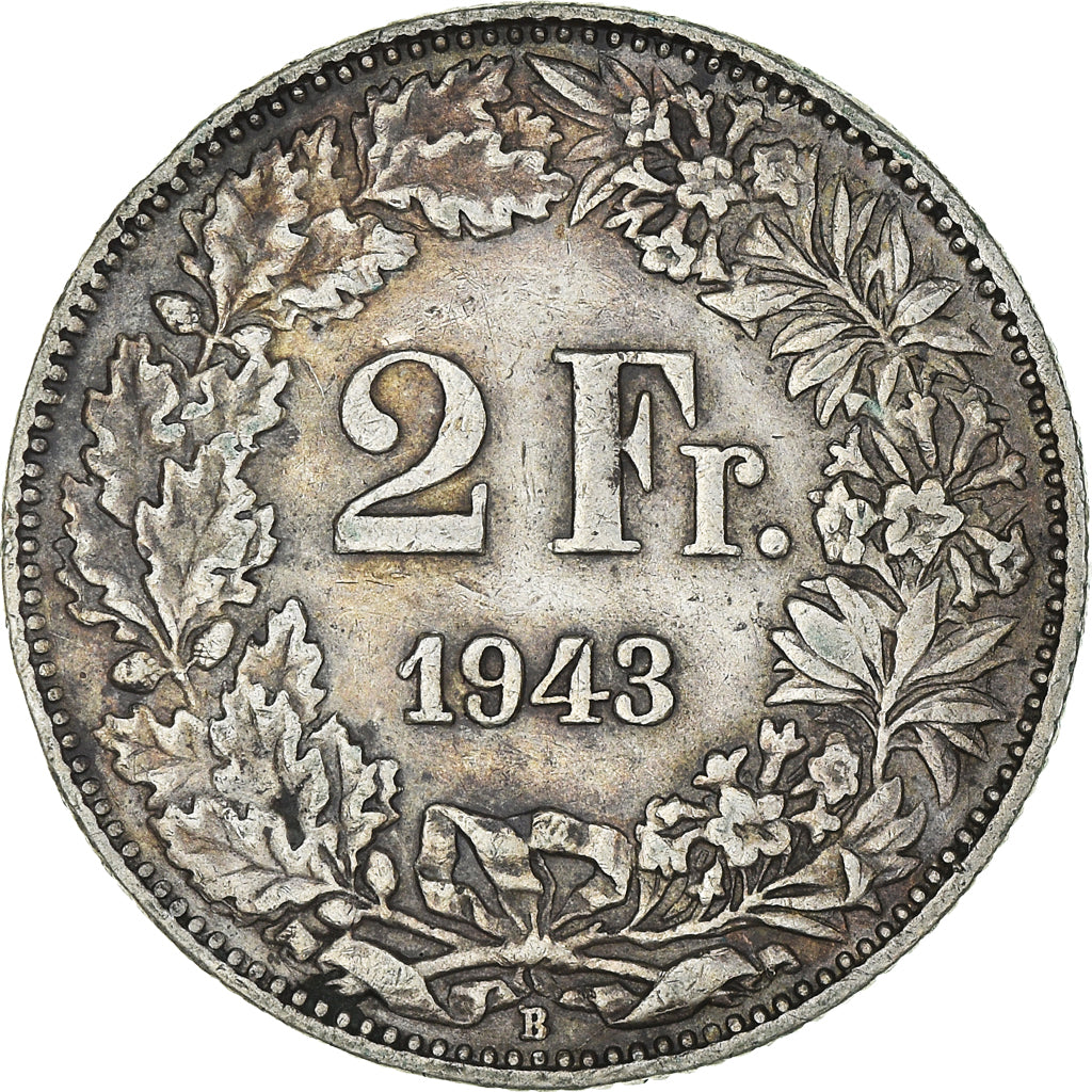 Moneta, Svizzera, 2 Francs, 1943, Bern, MB+, Argento, KM:21