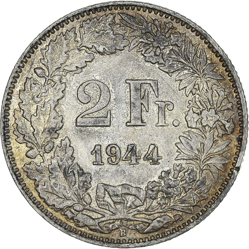 Coin, Switzerland, 2 Francs, 1944, AU(55-58), Silver, KM:21