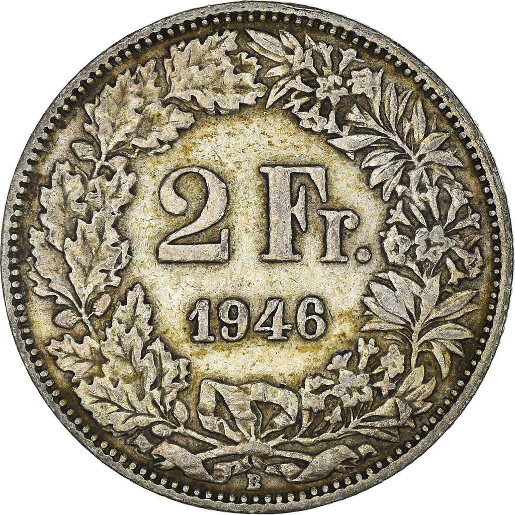 Coin, Switzerland, 2 Francs, 1946, Bern, AU(50-53), Silver, KM:21