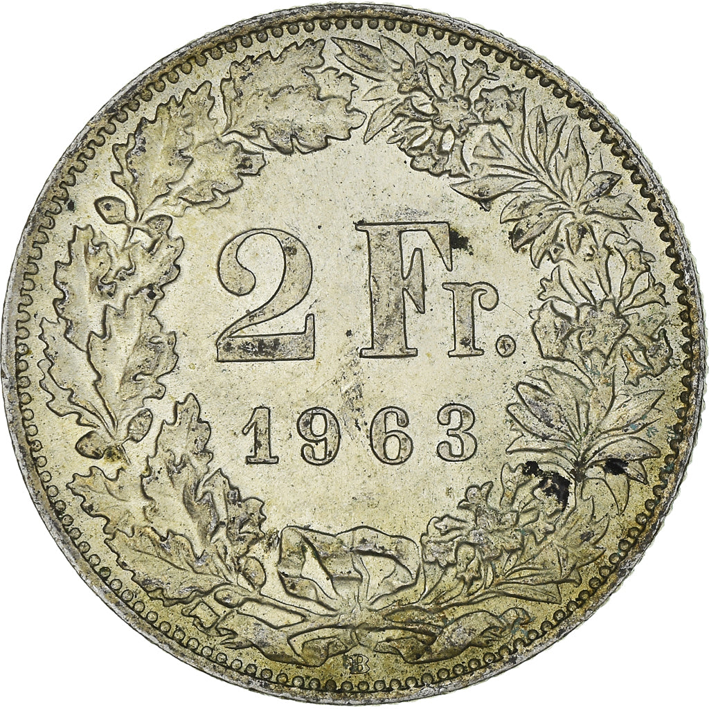 Coin, Switzerland, 2 Francs, 1963, Bern, MS(60-62), Silver, KM:21