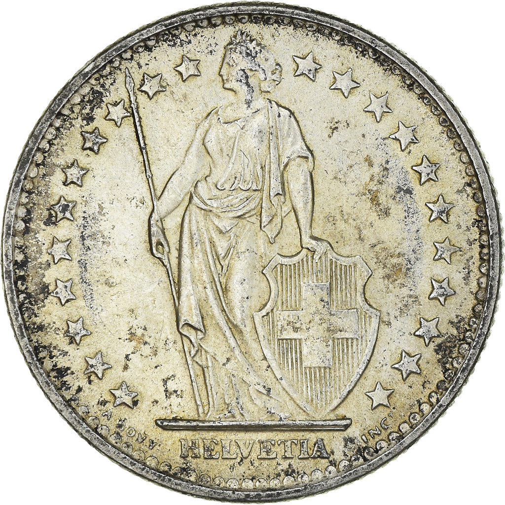 Coin, Switzerland, 2 Francs, 1965, Bern, MS(60-62), Silver, KM:21