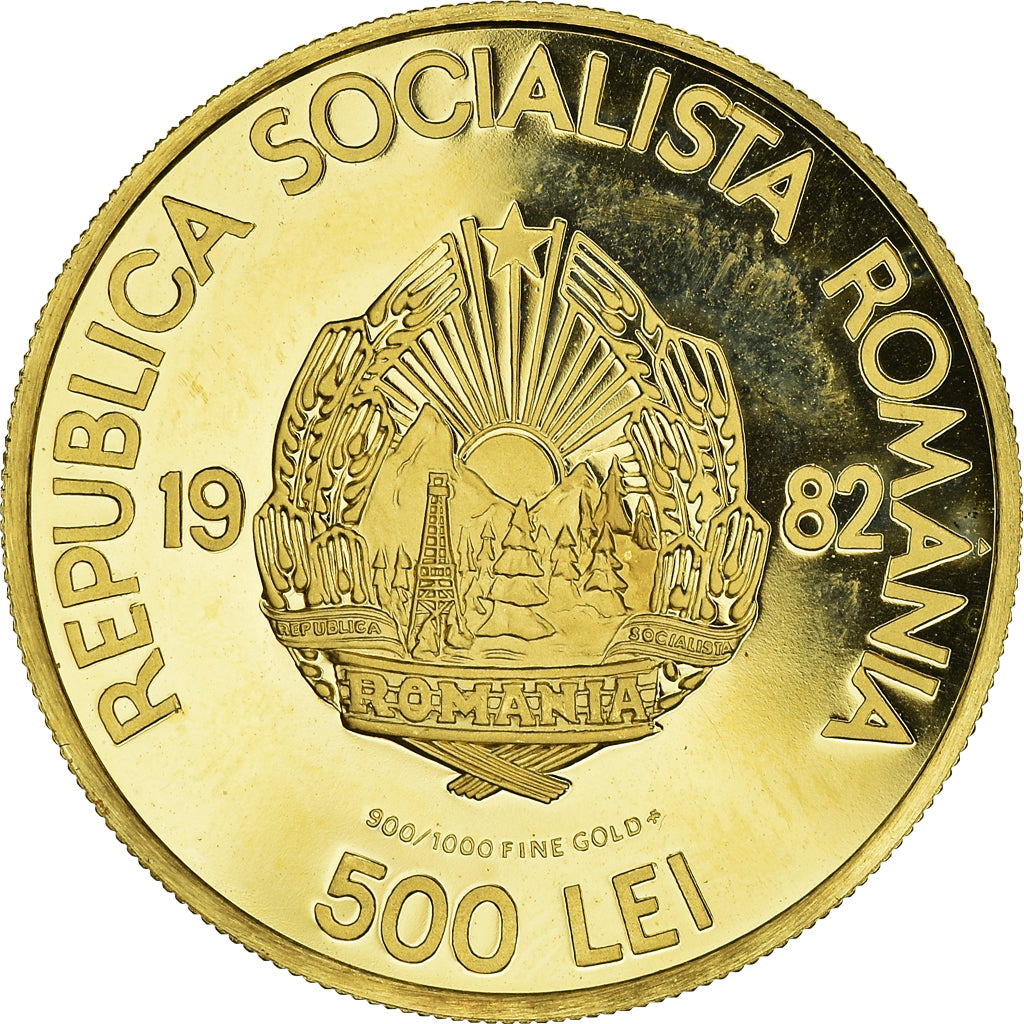 Coin, Romania, 500 Lei, 1982, MS(65-70), Gold, KM:99