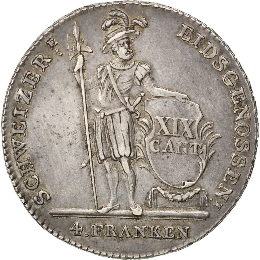 Moneta, CANTONI SVIZZERI, LUZERN, 4 Franken, 1814, BB+, Argento, KM:109
