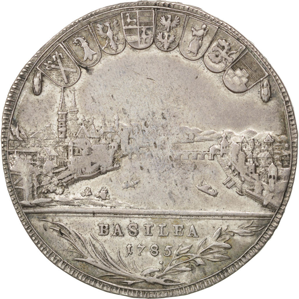 Coin, SWISS CANTONS, BASEL, Thaler, 1785, VF(20-25), Silver, KM:179