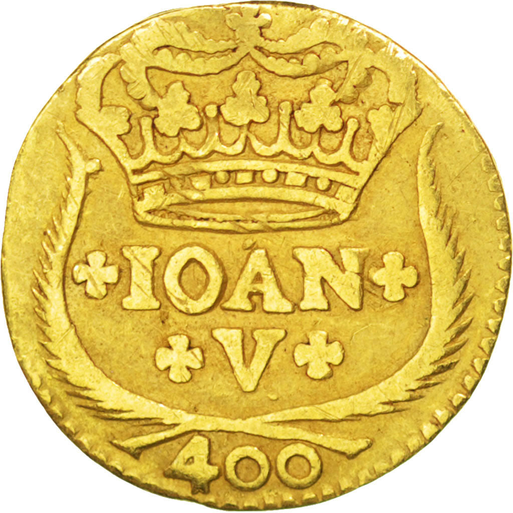 PORTUGAL, 400 Reis, Cruzado Novo, 400 = 480 Reis, 1718, Lisbon, KM #201,...
