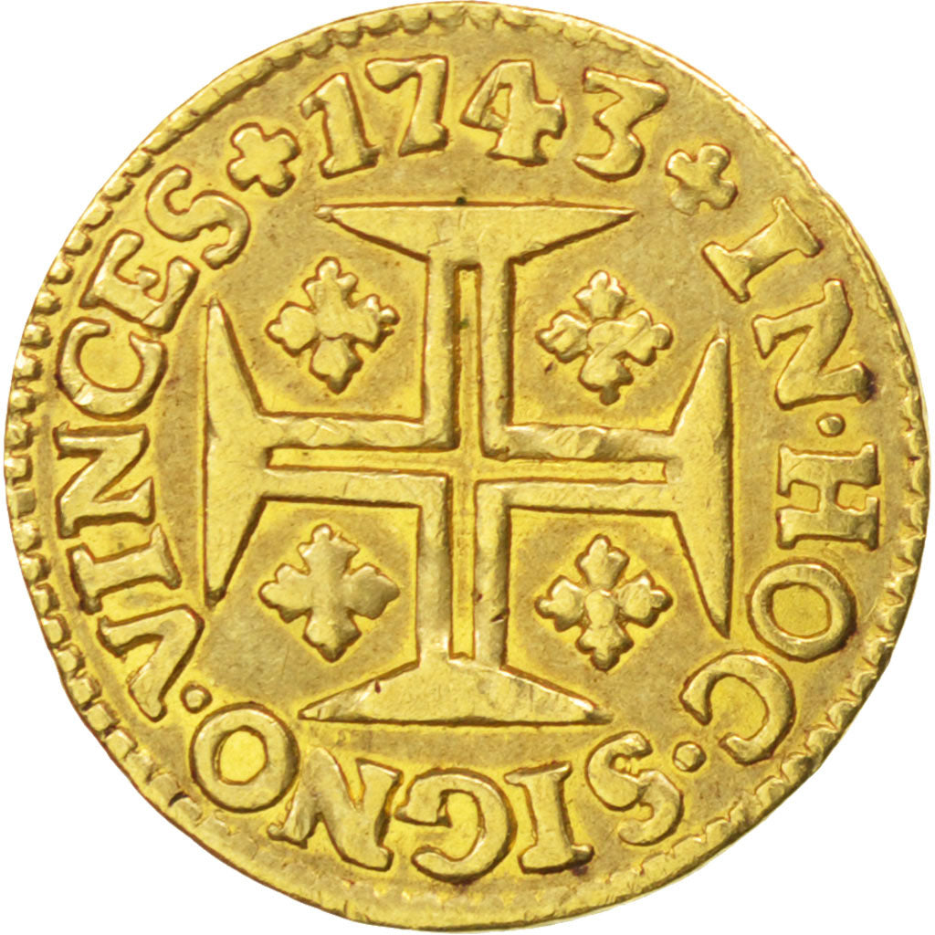 Portugal, Joao V, 400 Reis Or 1743, KM 201