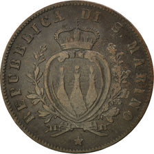 Coin, San Marino, 5 Centesimi, 1869, Milan, VF(30-35), Copper, KM:1
