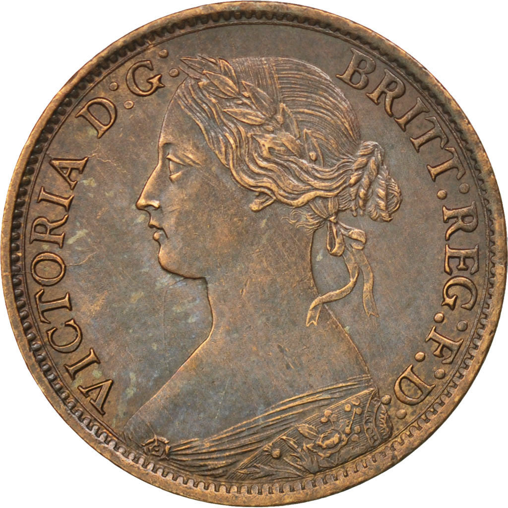 Great Britain, Farthing, 1866, KM #747.2, AU(50-53), Bronze, 2.80