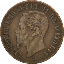 ITALY, 2 Centesimi, 1861, Milan, KM #2.1, EF(40-45), Copper, 1.92