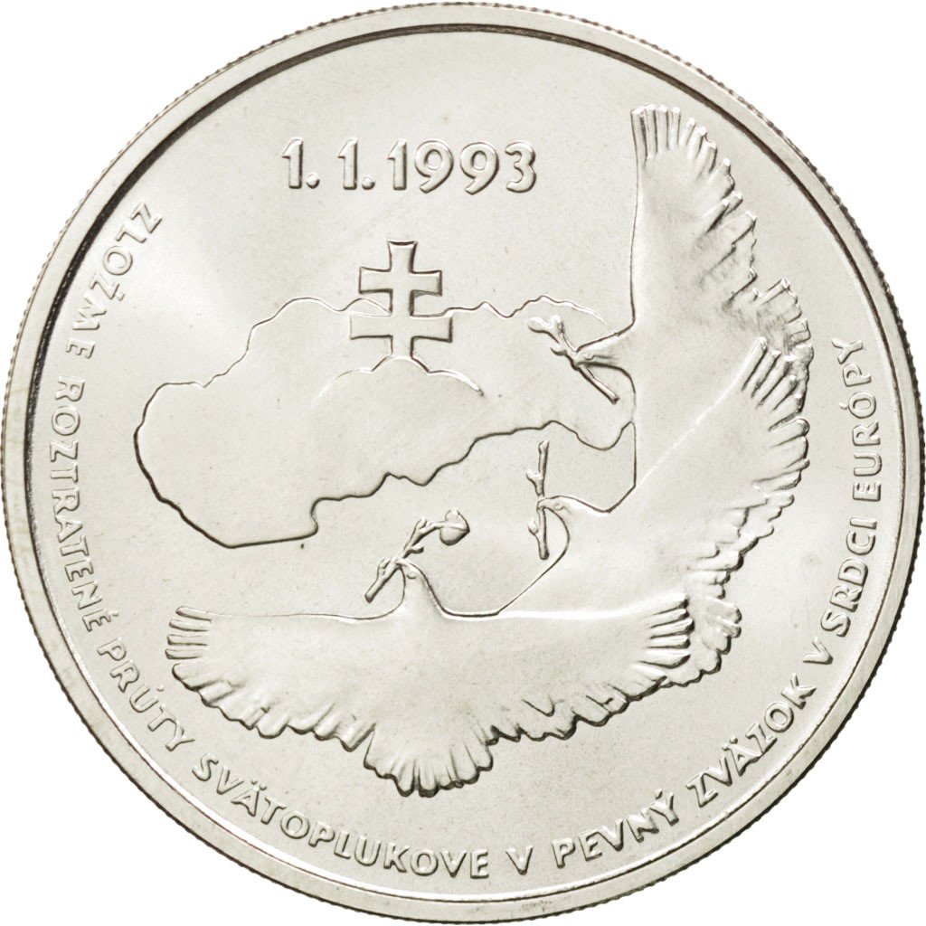 SLOVAKIA, 100 Korun, 1993, KM #16, MS(63), Silver, 29, 13.10
