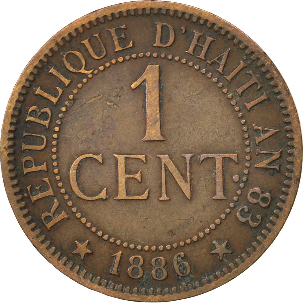 HAITI, Centime, 1886, Paris, KM #48, EF(40-45), Bronze, 4.91