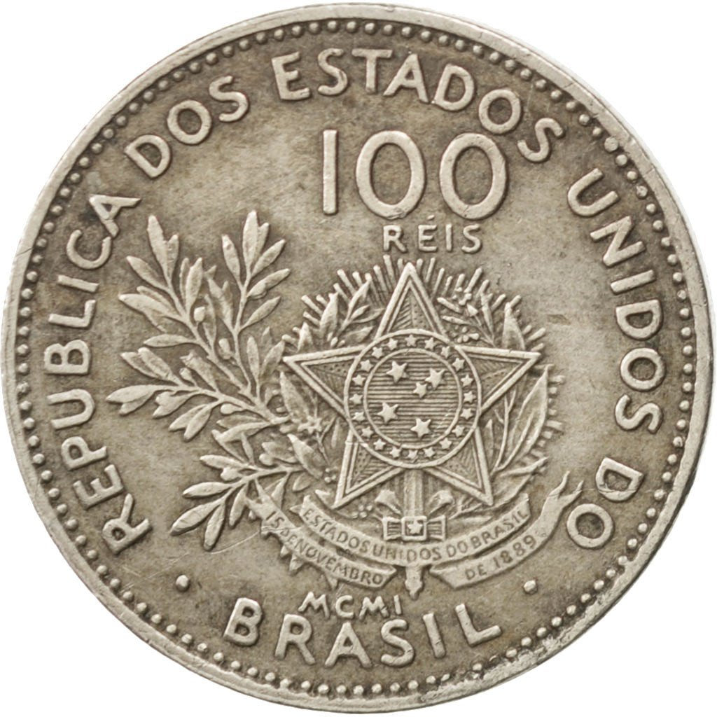 BRAZIL, 100 Reis, 1901, KM #503, EF(40-45), Copper-Nickel, 20.96, 5.00