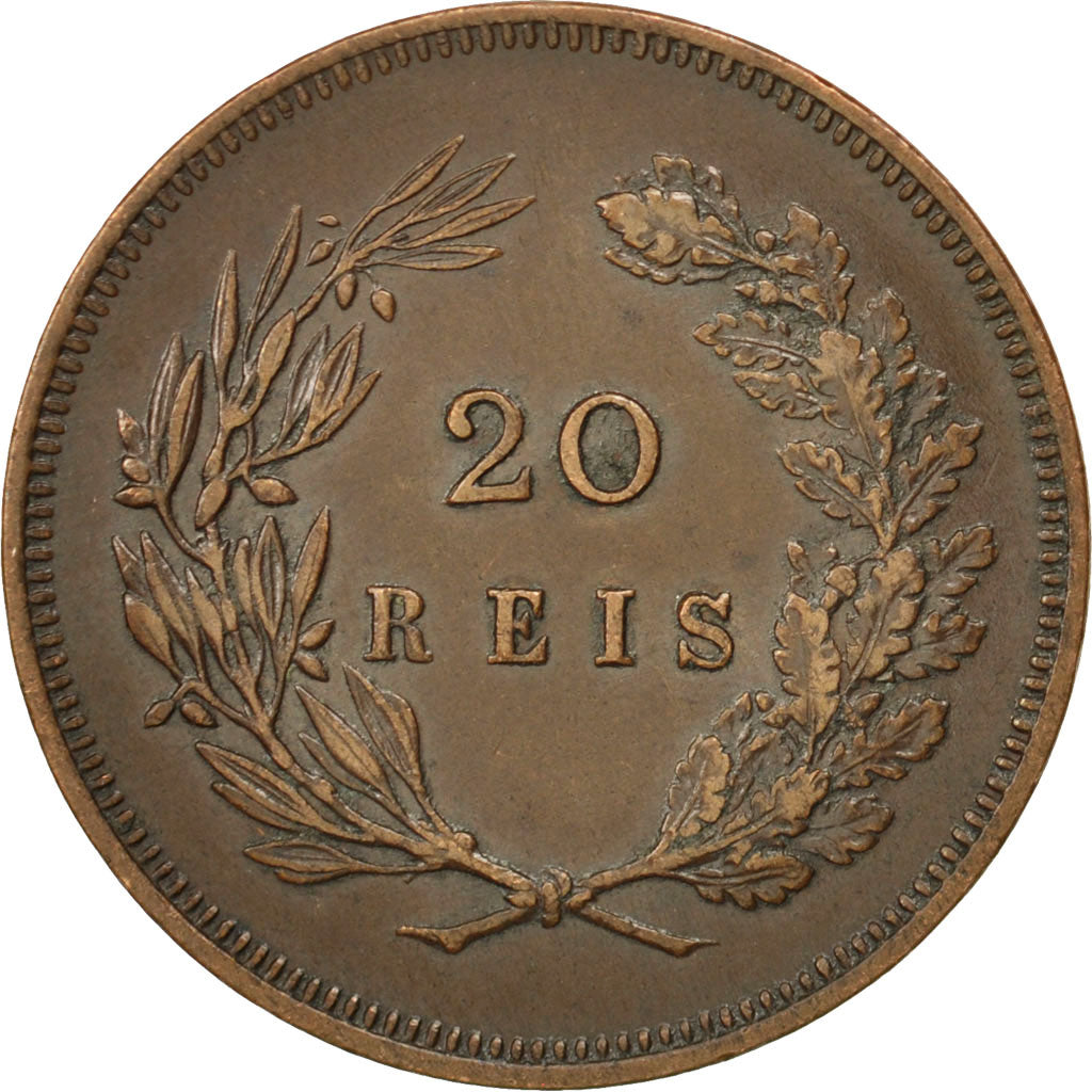 PORTUGAL, 20 Reis, 1891, KM #533, EF(40-45), Bronze, 30, 11.97