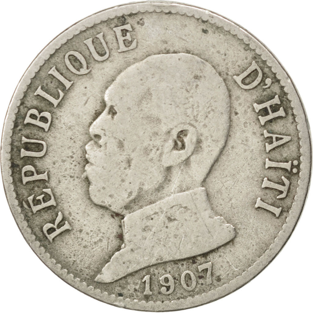 HAITI, 20 Centimes, 1907, KM #55, VF(20-25), Copper-Nickel, 26.5, 7.34