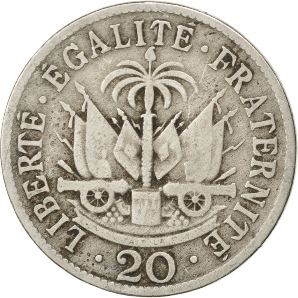 HAITI, 20 Centimes, 1907, KM #55, VF(20-25), Copper-Nickel, 26.5, 7.34