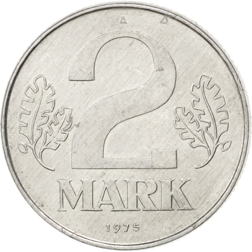 GERMAN-DEMOCRATIC REPUBLIC, 2 Mark, 1975, Berlin, KM #48, AU(55-58), Aluminum,..