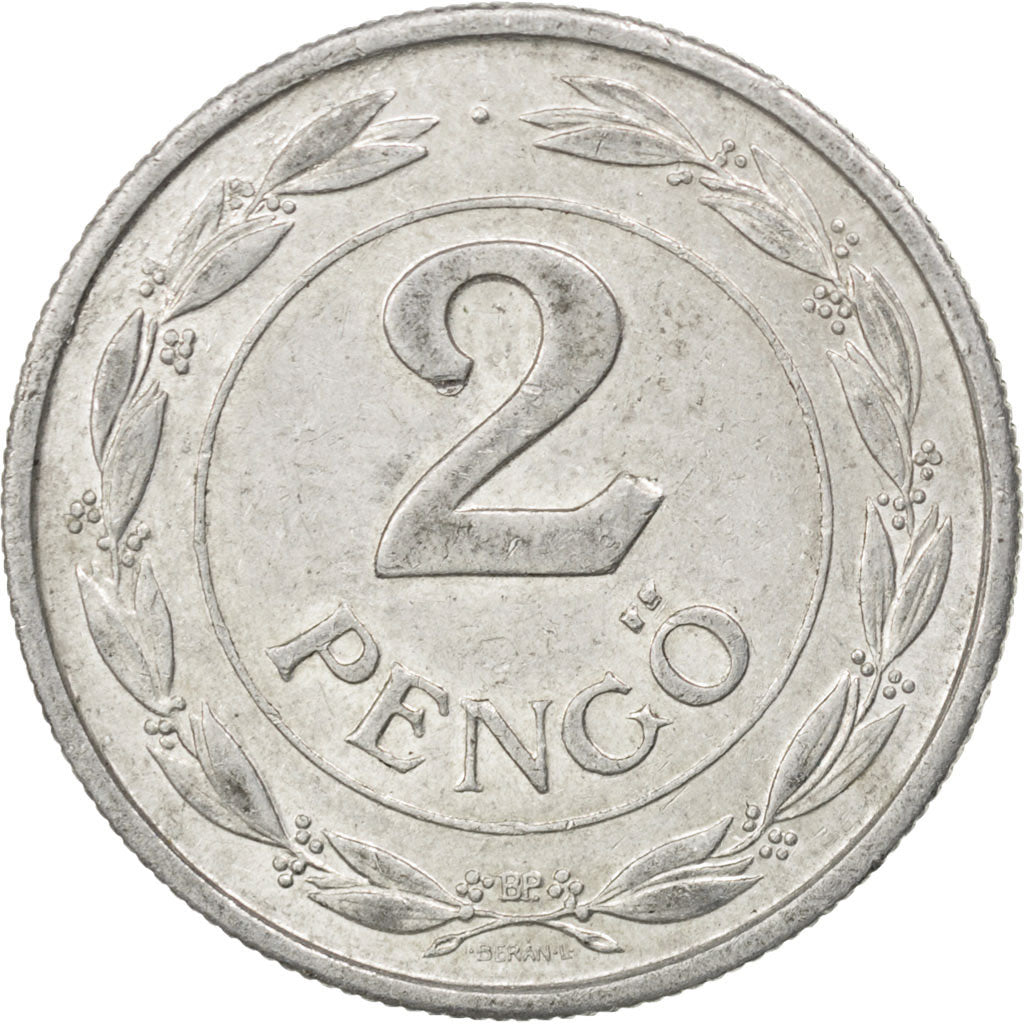 HUNGARY, 2 Pengo, 1941, KM #522.1, EF(40-45), Aluminum, 27, 2.80